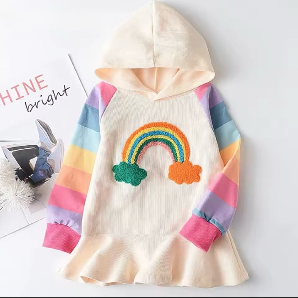Colorful Rainbow Hoodie Dress